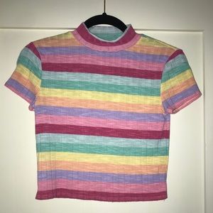 Rainbow stripe short shirt